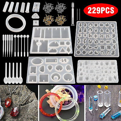 #ad 229pcs Resin Casting Silicone Molds Epoxy Spoon Kit Jewelry Making Pendant Craft