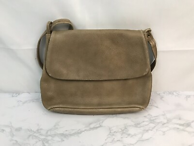 #ad Vtg Dodie Leather Purse Womens Brown Beige Handbag Shoulder Bag 12X8 N1