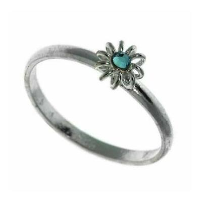 #ad 925 Silver Light Blue CZ Flower Junior Ring Size 5