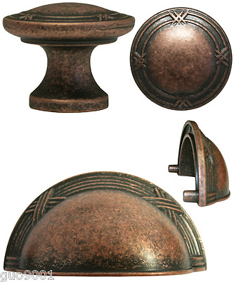 #ad House Guard Antique Copper Ribbon amp; Reed Kitchen Cabinet Knobs and Pulls 3quot;
