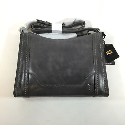 #ad FRYE Melissa 34DB770 CRB Womens Grey Leather Zip Crossbody Bag