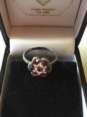 #ad Flower ring with Swarovski stones r17 Ukraine trident silver 925 woman jewelry