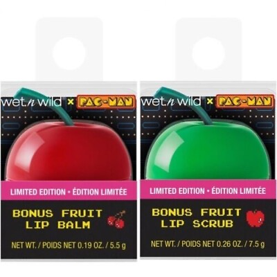 #ad Wet n Wild Limited Edition PAC MAN Bonus Apple Cherry shapped Fruit Lip Scrub