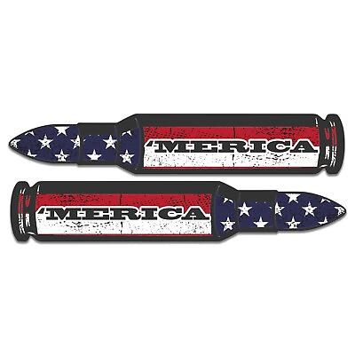 #ad 2 pack Merica Bullet America USA 2nd Amendment Vinyl Decal Sticker Truck US Flag