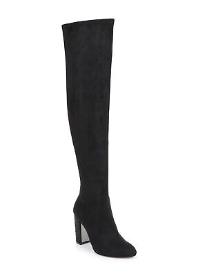 #ad JEWEL BADGLEY MISCHKA Womens Black Stretch Joy Almond Toe Block Heel Boots 10 M