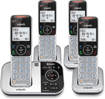 #ad VTech DECT 6.0 Cordless Phone Answering System Bluetooth Call Block 4 Handsets