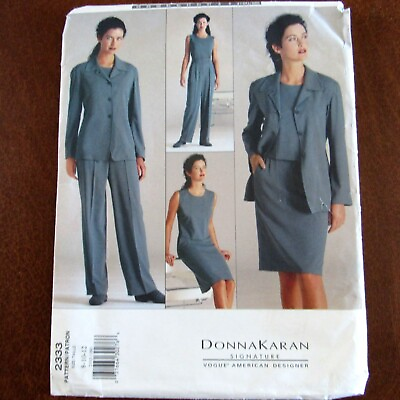 #ad Vogue American Designer Donna Karan Sewing Pattern 2333 Jacket Top Size 8 10 12