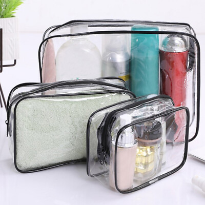#ad Waterproof Travel Bag Set Transparent Makeup Toiletry Clear Pouch Wash #