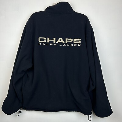 #ad Chaps Ralph Lauren Sz L Men’s Reversible Fleece Lined Jacket Navy Beige Flaw