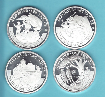 #ad 2020 thru 2023 TEXAS SILVER Design 1 TROY oz Round Coins COMPLETE 4 Coin Set