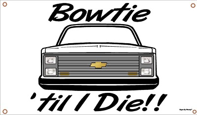 #ad Bowtie Til I Die 81 87 Classic Square Lights Garage Banner Man Cave Banner