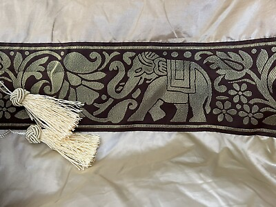 #ad Ying Thai Elephant Duvet 81quot; x 106quot; Tan Gold Brown Zipper Bedspread Tassel Corne