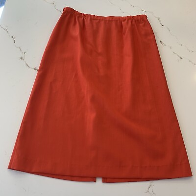 #ad Pull On Coral Colored Skirt w Full Elastic Waist About Knee Length Size 16