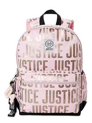 #ad Justice Girls 17quot; Laptop Backpack with Lanyard Pink Metallic