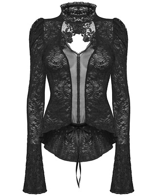 #ad Punk Rave Womens Ornate Gothic Rose Lace Inset Mesh Top