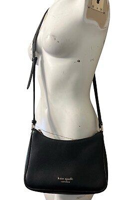 #ad Kate Spade Black Pebbled Leather Crossbody Purse Shoulder Bag Adjustable Strap