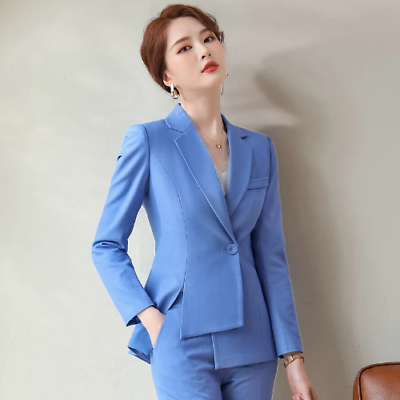 #ad Oversize Office Blue Formal Business Women Blazers Suits Professional Office Set