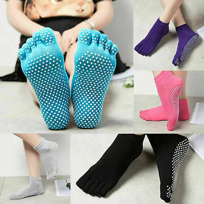 #ad Yoga Socks Non Slip Pilates Massage 5 Toe Socks with Grip Exercise Gym 4 Colours