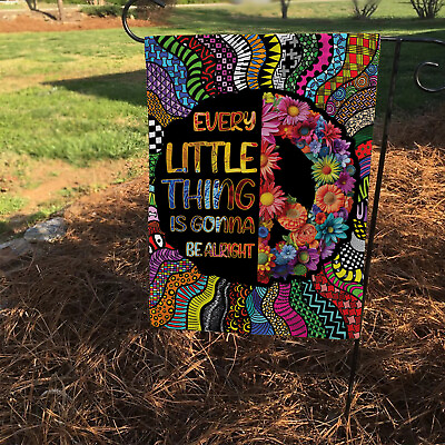 #ad Boho Flower Every Little Thing is Gonna be Alright Hippie Sign Flag Hippie Flag