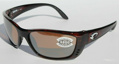 #ad COSTA DEL MAR Fisch 580 POLARIZED Sunglasses Tortoise Silver Mirror 580G NEW