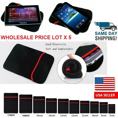 #ad LOT 5 Laptop Pouch Protective Bag Neoprene Soft Sleeve Case GPS Tablet Ipad PC