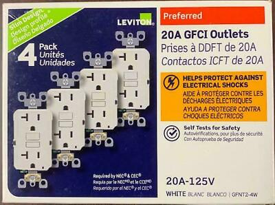 #ad Leviton Protection 20A 125V 20 AMP GFCI Outlets 5 20R 4 PACK White GFNT2 4W NEW