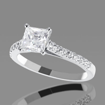 #ad 1.10 CT H SI2 Brilliant Princess Cut Diamond Engagement Ring 14K Rose Gold