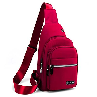 #ad Sling Bag Crossbody Backpack for Men Women Multipurpose Chest Medium Red