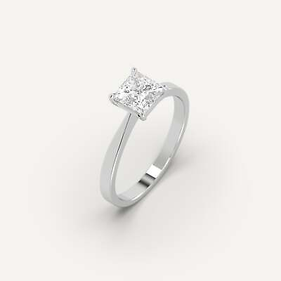 #ad 1 carat Princess Cut Engagement Ring 100% Natural Diamond in 14k White Gold