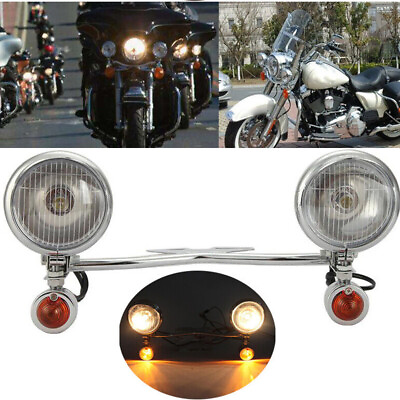 #ad Passing Turn Signal Lamp Driving Fog Spot Light Bar Kit For Harley Motorcycle US