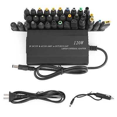 #ad 120W Car Home 34 Tips Power Supply Adapter Charger for Laptop Notebook Plug NEW