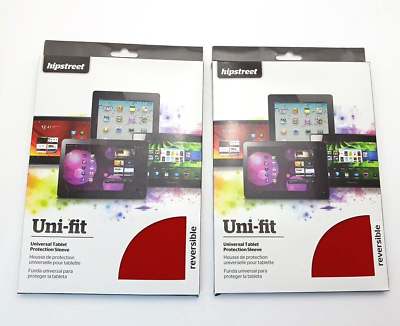 #ad 2 Universal Tablet Protection Sleeves Red Black Reversible Neoprene 9quot; to 10.1quot;