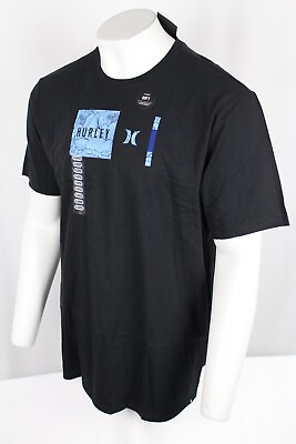#ad Hurley Men#x27;s 6040 Box Wave T Shirt Short Sleeve Soft Black