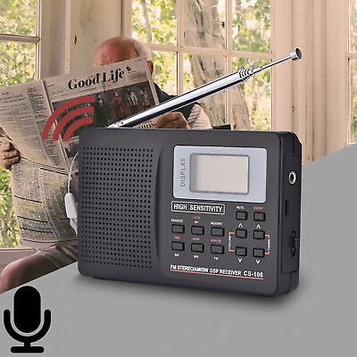 #ad 1x Portable Digital World Band Radio Receiver AM FM SW TV Radio Alarm Clock US