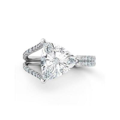 #ad 2.64Ct Trillion Cut Simulated Diamond Designer Engagement Ring 14K White Gold