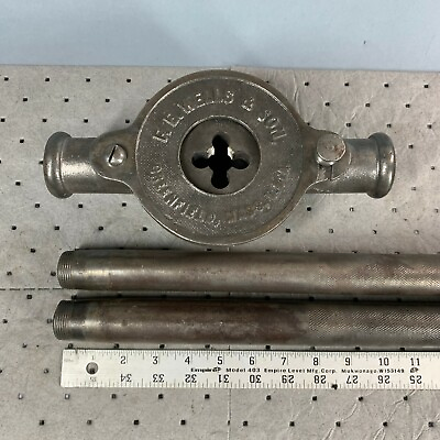 #ad Vintage F.E. Wells amp; Son Manual Pipe Die Head Threader Set With 1 2quot; Die USA