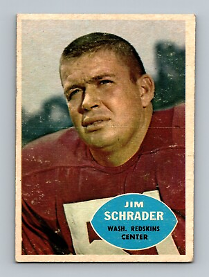 #ad 1960 Topps #128 Jim Schrader VG VGEX Washington Redskins Football Card