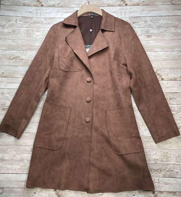 #ad FRANNE GOLDE quot;The Lawford Car Coatquot; Color Brown Size: Small Soft Suede Leather