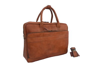 #ad Leather Briefcase Messenger Bag Office Laptop Satchel Business Shoulder 16 In