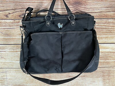 #ad Carters Everyday Black Tote Diaper Baby Bag Suede Leather Lined 17quot; x 18quot; EUC