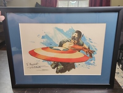 #ad Captain America 2 Signature Signed Lithograph 2007 HTF OOAK Framed 22x17