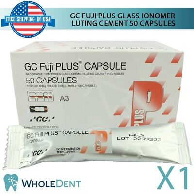 #ad GC Dental Fuji Plus Glass Luting Permanent Cement Powder Liquid Set Restorative