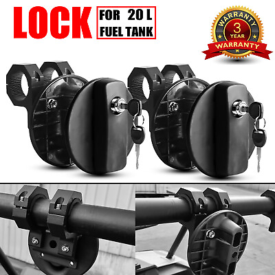 #ad Gas Can Mount for 20L Gas Tank Cans Lock Oil Mounting Lock w Roll Bar Clamp Pair