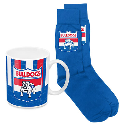 #ad Western Bulldogs AFL Heritage Ceramic Coffee Mug Cup and Jacquard Knit Socks