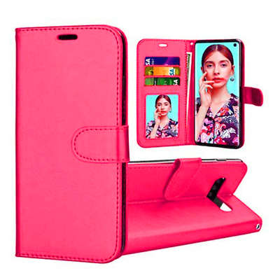 #ad For Samsung j7 2018 Leather Flip Wallet Phone Holder Protective Cover HOT PINK