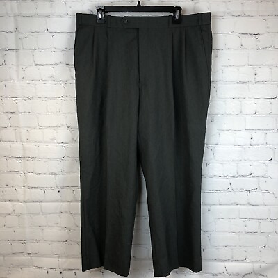 #ad Mens Trousers Dress Pants Sz W38 100% Pure Wool Gray Pleated VTG 38x26 Straight