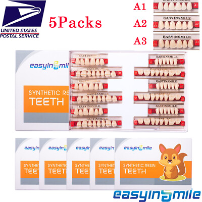 #ad 5Sets Dental Acrylic Resin Denture Teeth Upper Lower Full Set Shade A1 A2 A3 USA