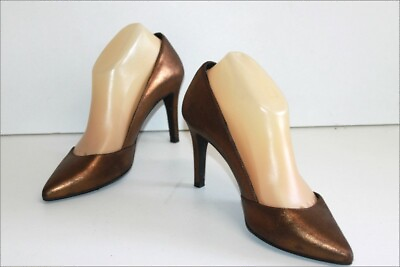 Minelli Leather Court Shoes Bronze Golden Lined Leather T 38 Very Good Condition $60.82