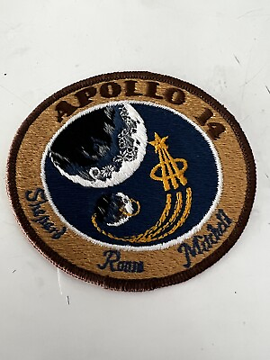 #ad APOLLO 14 BROWN MISSION PATCH NASA APOLLO IRON ON PATCH 4 X 3.5 IN.