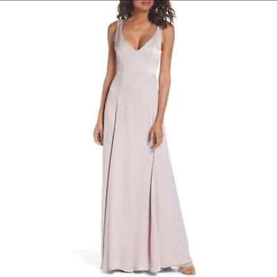 #ad Show Me Your Mumu Jenn Maxi Dress Show Ring Sheen Blush Pink V Neck Size Medium